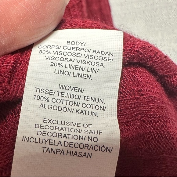 Lucky Brand Blouse Top Womens Plus 2X Boho Peasant Crochet Red Embroidered Linen - Picture 11 of 13